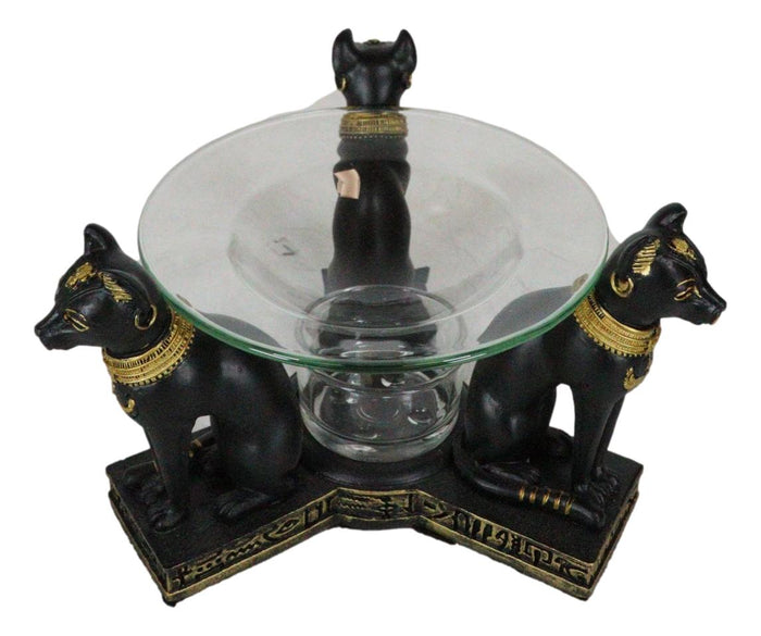 Ebros Gift Egyptian Goddess Bastet Bast Cat Trio Candle Heat Oil Tart Scent Burner Decor