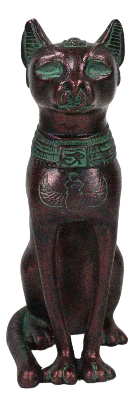 Ebros Gift Egyptian Goddess Bastet Cat Sitting Figurine In Rustic Aged Bronze Patina Finish