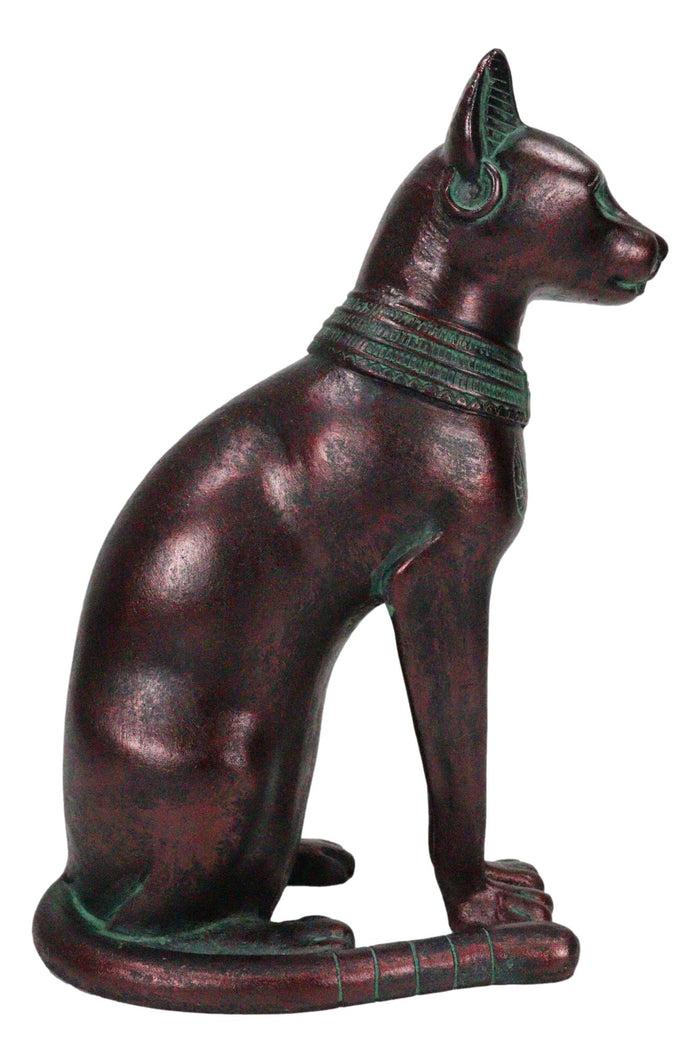Ebros Gift Egyptian Goddess Bastet Cat Sitting Figurine In Rustic Aged Bronze Patina Finish