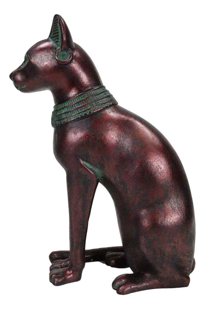 Ebros Gift Egyptian Goddess Bastet Cat Sitting Figurine In Rustic Aged Bronze Patina Finish