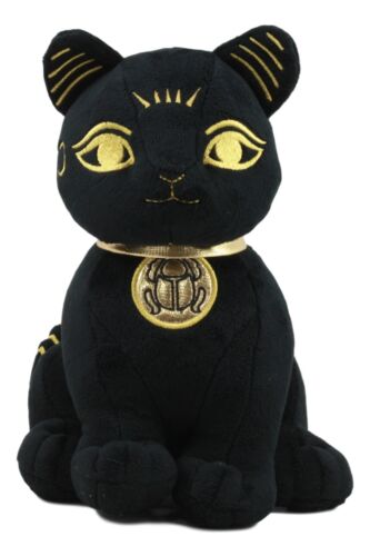 Ebros Gift Egyptian Goddess Bastet Cat With Scarab Amulet Plush Toy Soft Doll Collectible