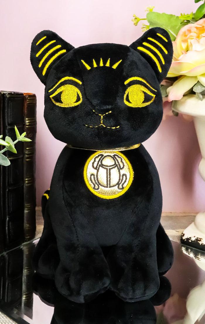 ebros gift Egyptian Goddess Bastet Cat With Scarab Amulet Plush Toy Soft Doll Collectible