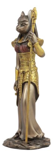 Ebros Gift Egyptian Goddess Bastet Cat With Spear Statue 11"H Ubasti Goddess Of Protection