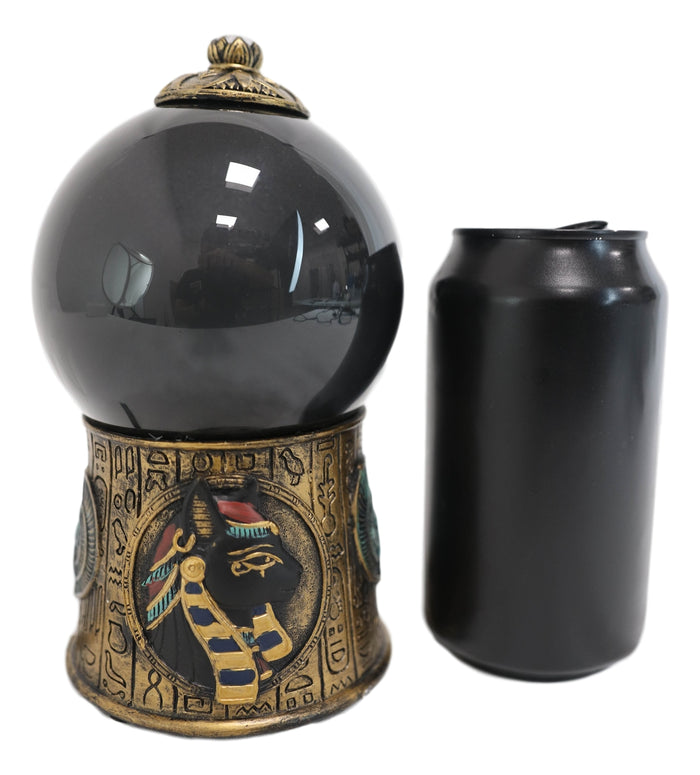 Ebros Gift Egyptian Goddess Bastet & Scarab Hieroglyphic Black Sandstorm Gazing Ball Statue