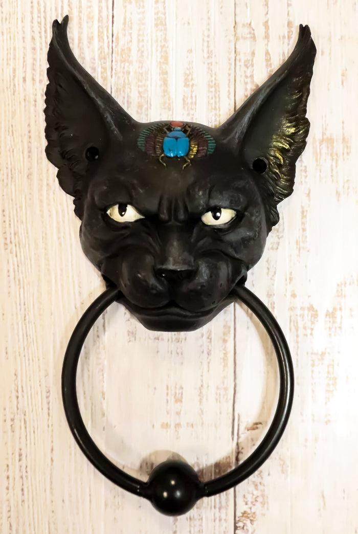 ebros gift Egyptian Goddess Bastet With Scarab Amulet On Temple Decorative Door Knocker
