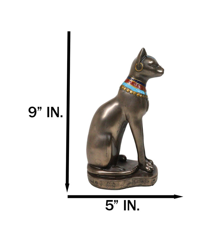 Ebros Gift Egyptian Goddess Faux Bronze Bastet Cat Sitting In Royal Pose Figurine