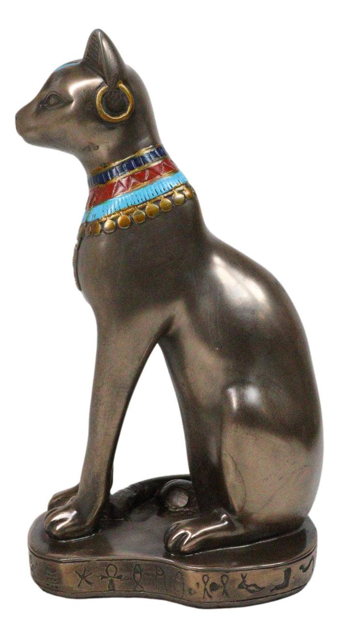 Ebros Gift Egyptian Goddess Faux Bronze Bastet Cat Sitting In Royal Pose Figurine