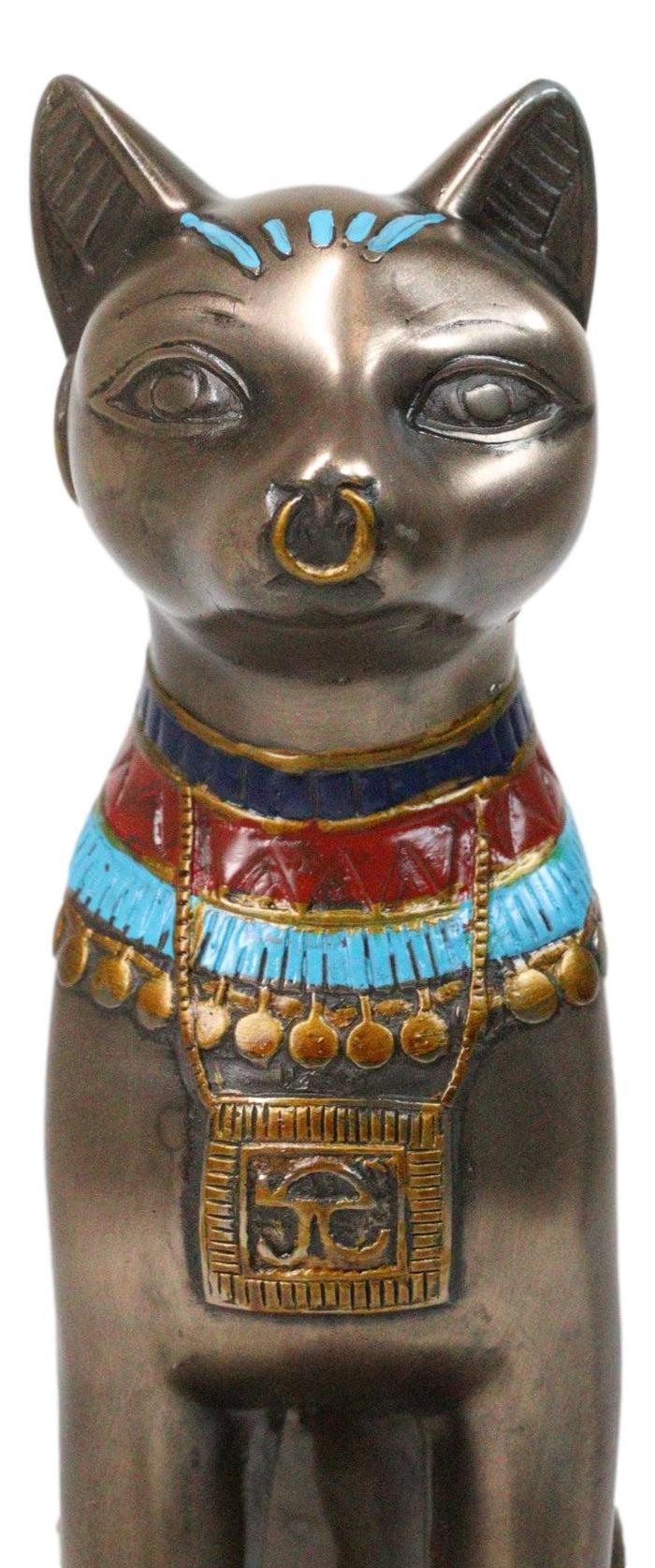 Ebros Gift Egyptian Goddess Faux Bronze Bastet Cat Sitting In Royal Pose Figurine