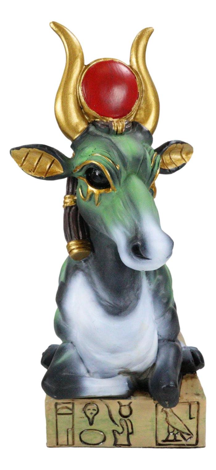 Ebros Gift Egyptian Goddess Of Love Hathor Ra Cow Sitting On Hieroglyphic Base Figurine
