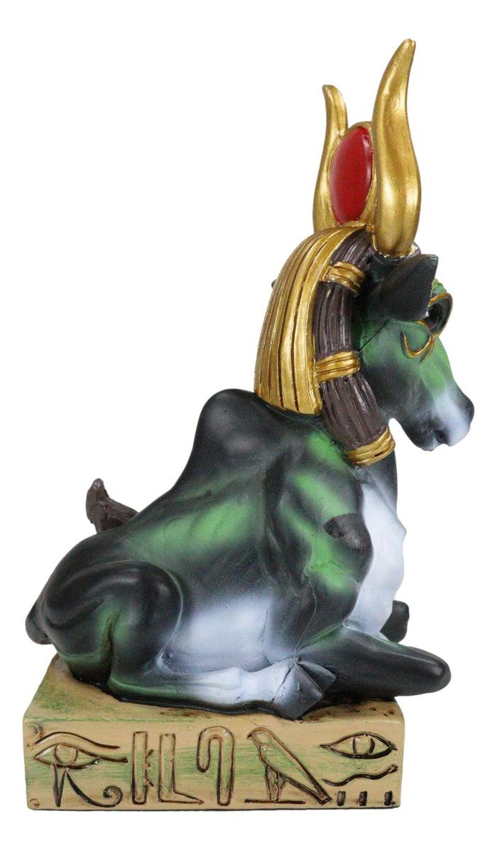 Ebros Gift Egyptian Goddess Of Love Hathor Ra Cow Sitting On Hieroglyphic Base Figurine