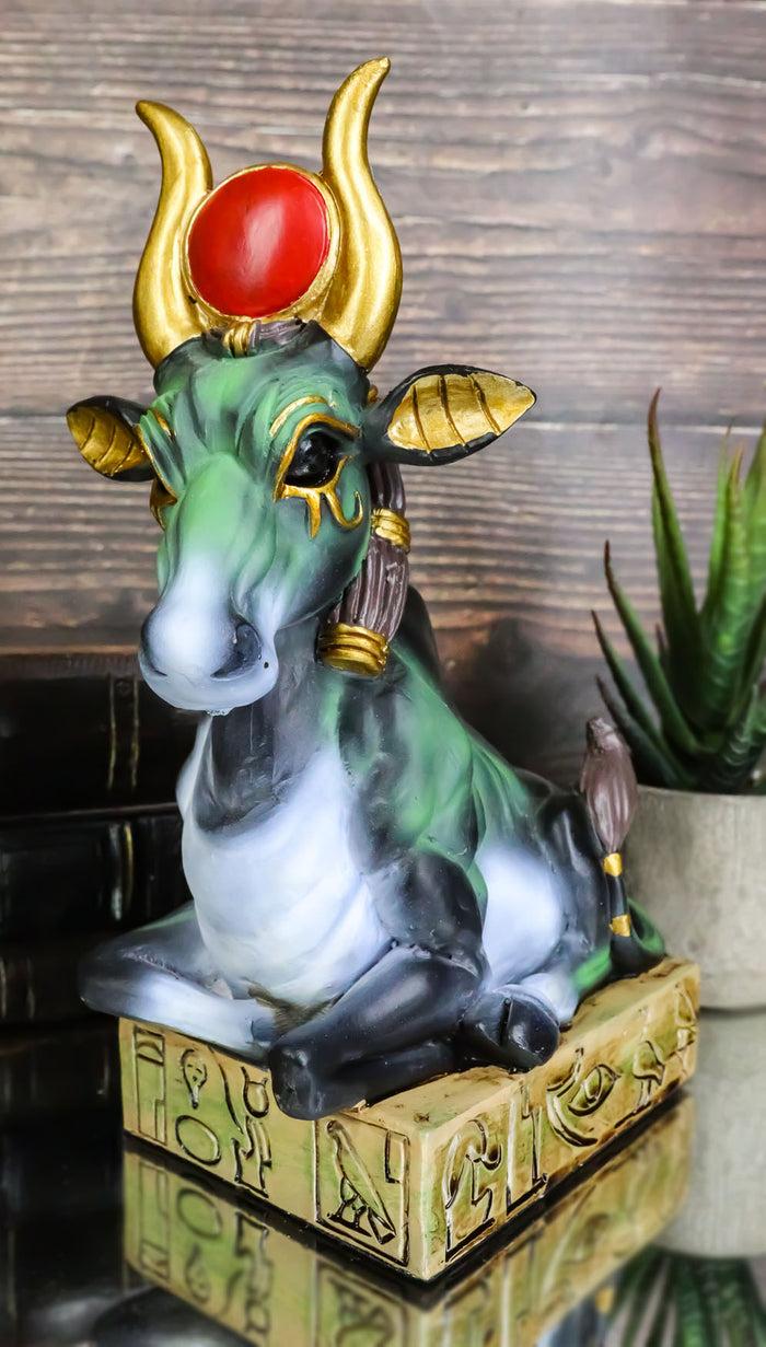 ebros gift Egyptian Goddess Of Love Hathor Ra Cow Sitting On Hieroglyphic Base Figurine