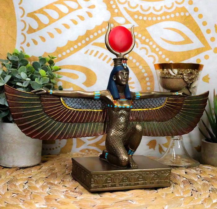 ebros gift Egyptian Goddess Of Motherhood And Magic Isis Ra Kneeling With Open Wings Statue