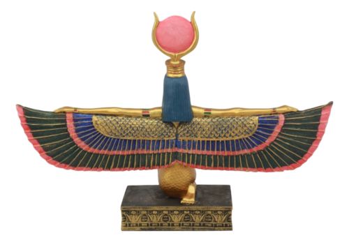 Ebros Gift Egyptian Goddess Of Motherhood Kneeling Isis With Open Wings Statue 12.75"Long