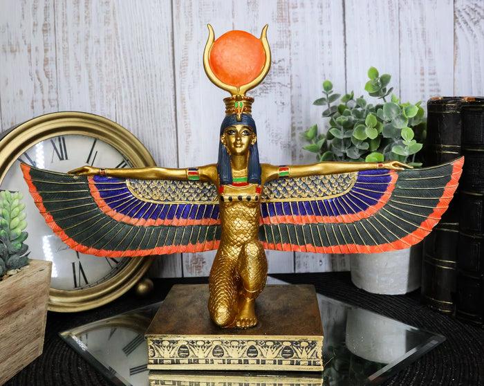 ebros gift Egyptian Goddess Of Motherhood Kneeling Isis With Open Wings Statue 12.75"Long