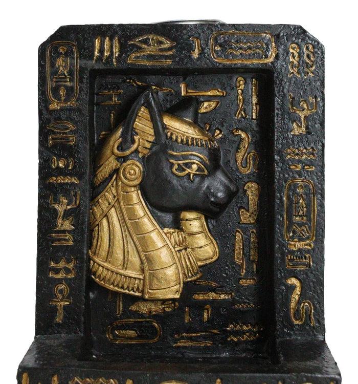 Ebros Gift Egyptian Goddess Of Protection Bastet Hieroglyphs Backflow Incense Burner Decor