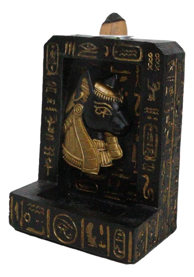 Ebros Gift Egyptian Goddess Of Protection Bastet Hieroglyphs Backflow Incense Burner Decor