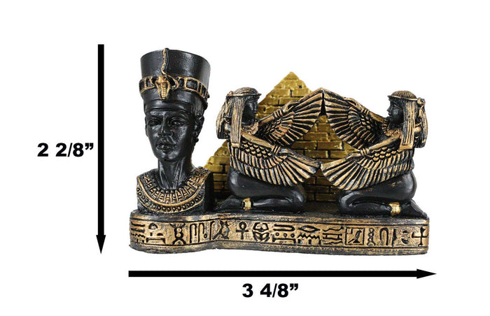 Ebros Gift Egyptian Goddess Queen Nefertiti Winged Isis Maat Pyramid Card Holder Figurine