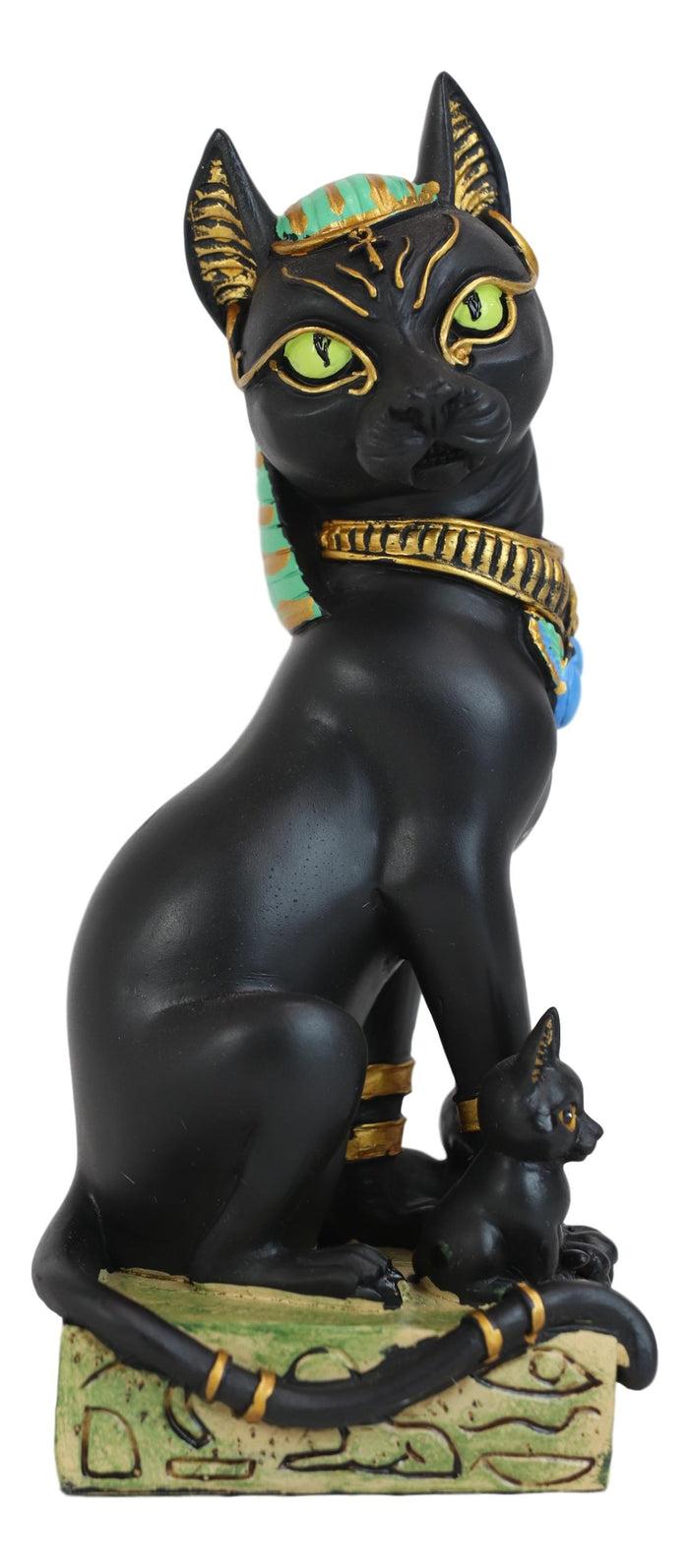 Ebros Gift Egyptian Goddess Sitting Cat Bastet Mother With Kittens Statue In Vivid Colors