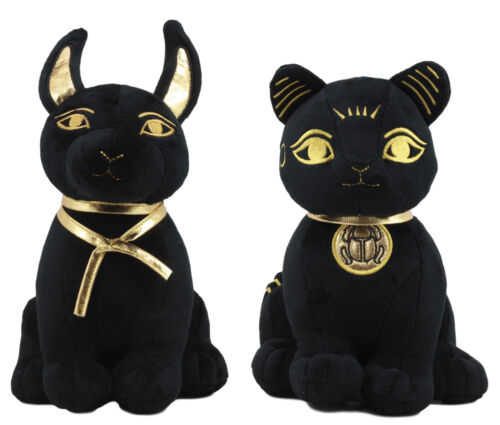 Ebros Gift Egyptian Gods Anubis Jackal Dog And Bastet Cat Plush Toys Set Of 2 Stuffed Dolls