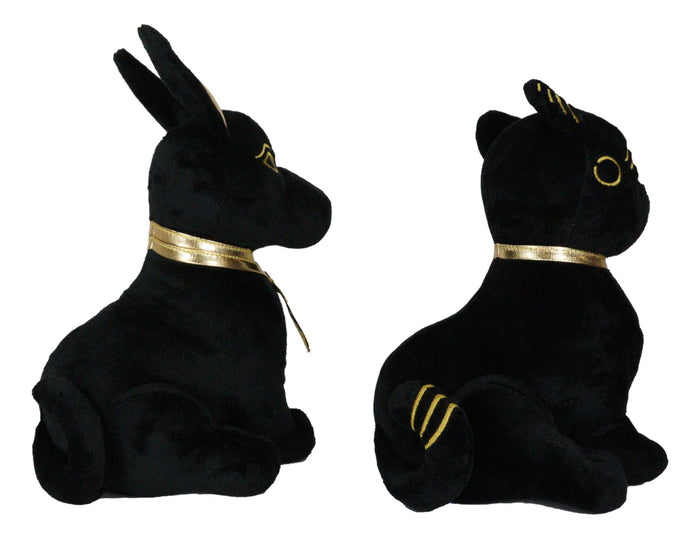 Ebros Gift Egyptian Gods Anubis Jackal Dog And Bastet Cat Plush Toys Set Of 2 Stuffed Dolls