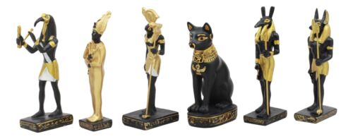 Ebros Gift Egyptian Gods Anubis Osiris Seth Horus Bastet Thoth Miniature Statues Set Of 6