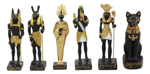 ebros gift Egyptian Gods Anubis Osiris Seth Horus Bastet Thoth Miniature Statues Set Of 6