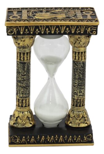 Ebros Gift Egyptian Gods Eye Of Horus And Ankh Hieroglyphic Column Sand Timer Statue Decor