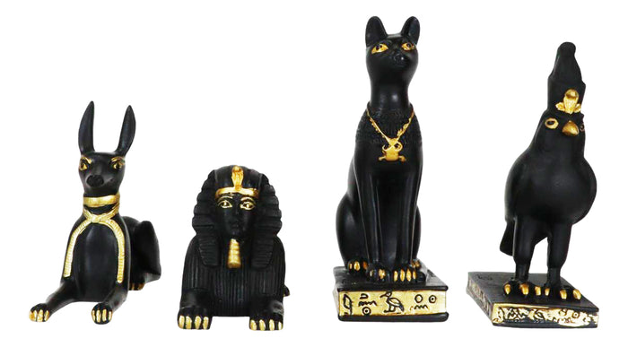 Ebros Gift Egyptian Gods Horus Androsphinx Bastet And Anubis Mini Figurines Set Of 4