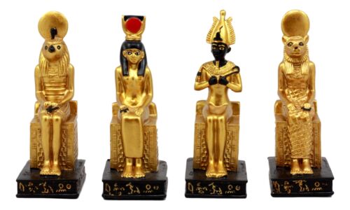 Ebros Gift Egyptian Gods Horus Osiris Sekhmet And Isis Seated On Thrones Figurine Set Of 4