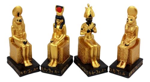 Ebros Gift Egyptian Gods Horus Osiris Sekhmet And Isis Seated On Thrones Figurine Set Of 4
