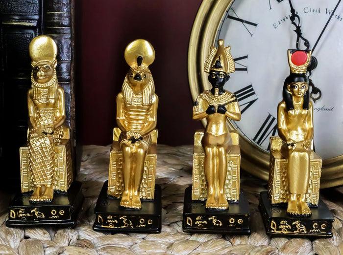 ebros gift Egyptian Gods Horus Osiris Sekhmet And Isis Seated On Thrones Figurine Set of 4