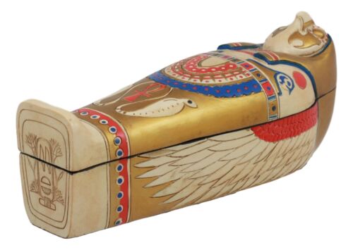 Ebros Gift Egyptian Golden Horus King Tut Sarcophagus With Mummy Insert Figurine 3pc Set