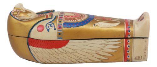 Ebros Gift Egyptian Golden Horus King Tut Sarcophagus With Mummy Insert Figurine 3pc Set