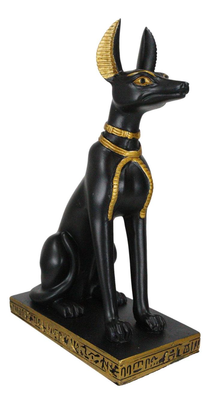 Ebros Gift Egyptian Jackal Dog God Of The Dead Anubis Sitting On Hieroglyphic Base Figurine