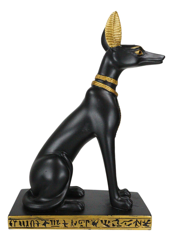 Ebros Gift Egyptian Jackal Dog God Of The Dead Anubis Sitting On Hieroglyphic Base Figurine