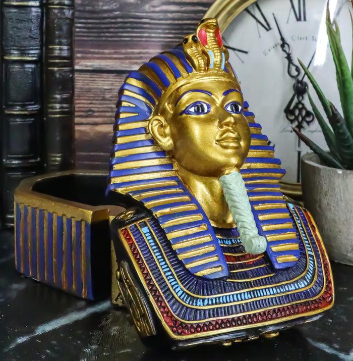 ebros gift Egyptian King Pharaoh Tutankhamun Hieroglyphic Golden Decorative Jewelry Box