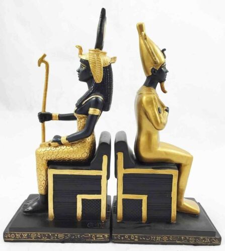 Ebros Gift Egyptian King Queen Goddess Isis & God Osiris Sitting On Throne Figurine Set