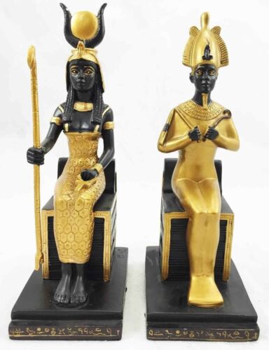 ebros gift Egyptian King Queen Goddess Isis & God Osiris Sitting On Throne Figurine Set