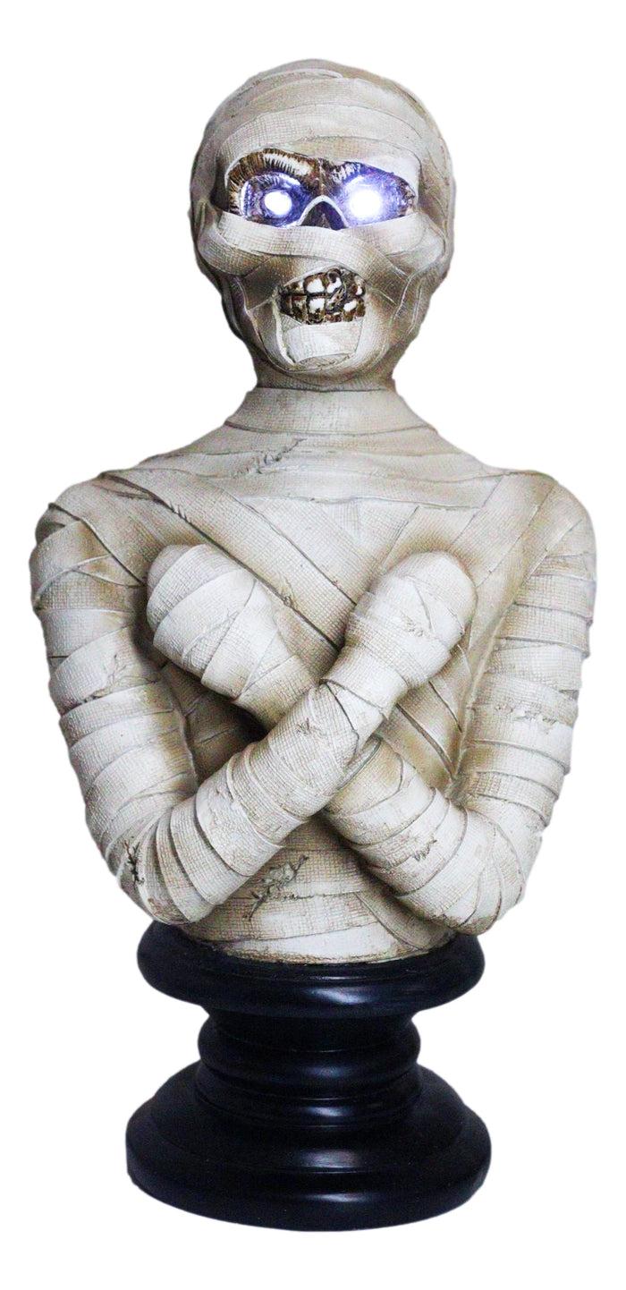 ebros gift Egyptian King Tut Corpse Mummy Sarcophagus Bust Figurine With LED Light Up Eyes