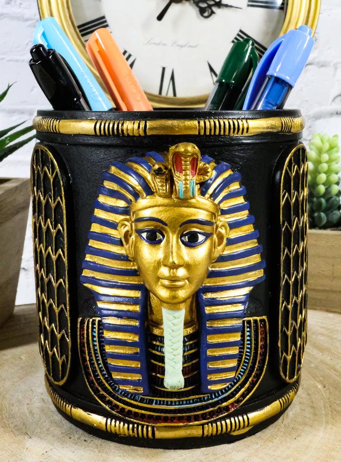 ebros gift Egyptian King Tut Pharaoh Pen Holder 4"H Tutankhamun Bust Stationery Organizer
