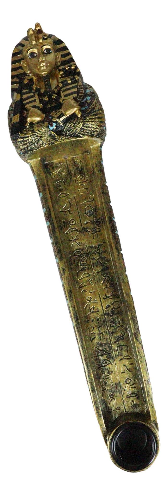 Ebros Gift Egyptian King Tutankhamun Sarcophagus Mummy Stick Incense Candle Holder Figurine