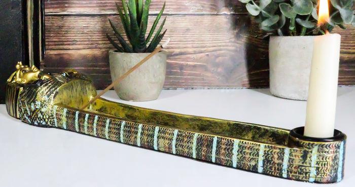 ebros gift Egyptian King Tutankhamun Sarcophagus Mummy Stick Incense Candle Holder Figurine