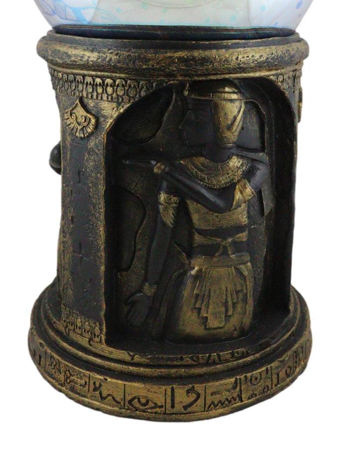 Ebros Gift Egyptian Nefertiti Bastet Astrology Golden Column Pillar LED Light Crystal Ball