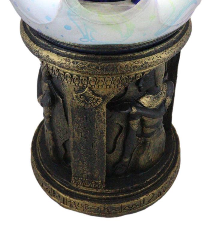Ebros Gift Egyptian Nefertiti Bastet Astrology Golden Column Pillar LED Light Crystal Ball