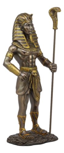 Ebros Gift Egyptian Pharaoh King Tut With Cobra Sceptre & Royal Nemes Statue Gods Of Egypt