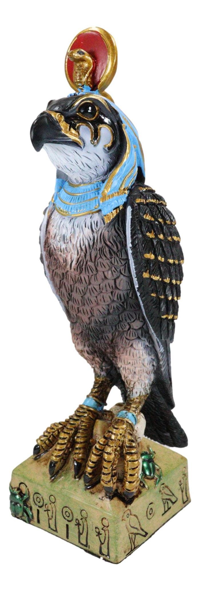 Ebros Gift Egyptian Sky God Horus Falcon Bird With Pschent On Hieroglyphic Base Figurine