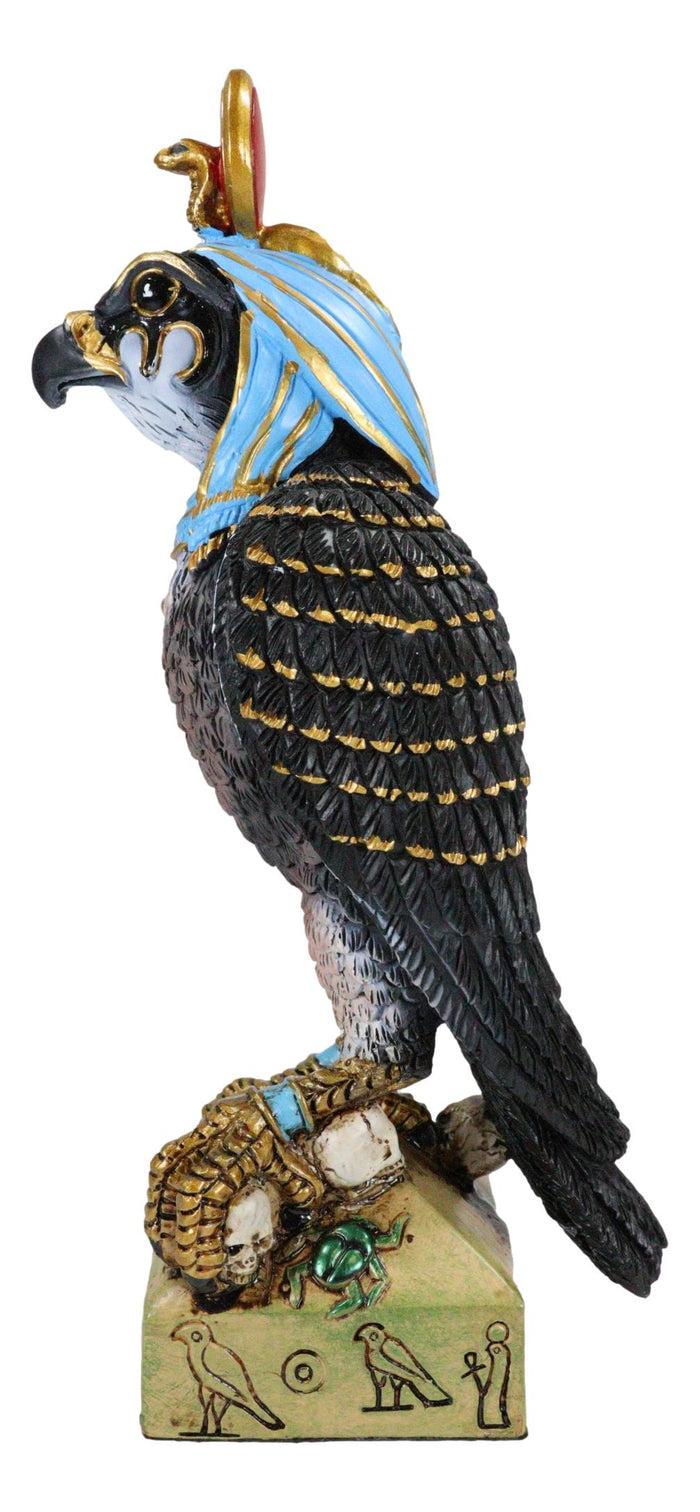 Ebros Gift Egyptian Sky God Horus Falcon Bird With Pschent On Hieroglyphic Base Figurine