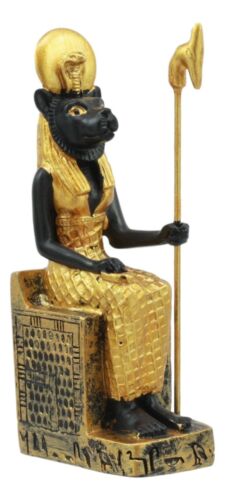 Ebros Gift Egyptian Solar Lioness Goddess Sekhmet On Throne Dollhouse Miniature 3"H