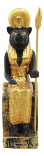 Ebros Gift Egyptian Solar Lioness Goddess Sekhmet On Throne Dollhouse Miniature 3"H