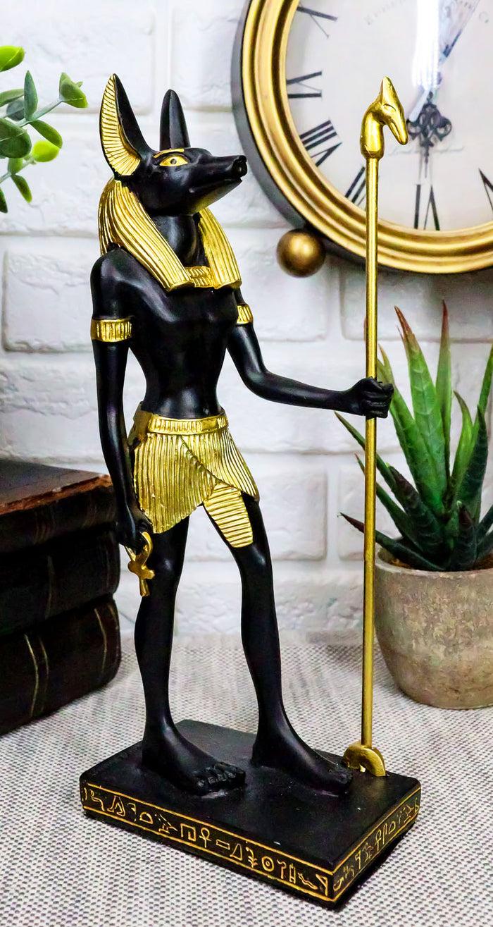 ebros gift Egyptian Standing Anubis Holding Staff Statue God of Afterlife Mummification